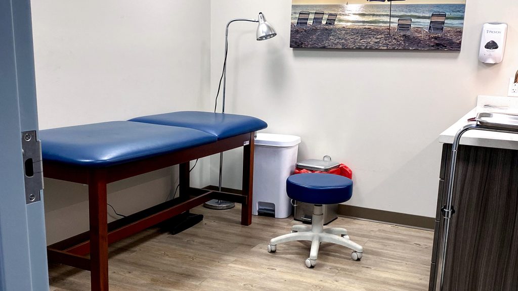 Examination room in Eagle Group on-site health and wellness clinic